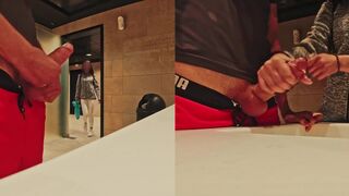 GentlyPerv pass by slut jerk off public toilet